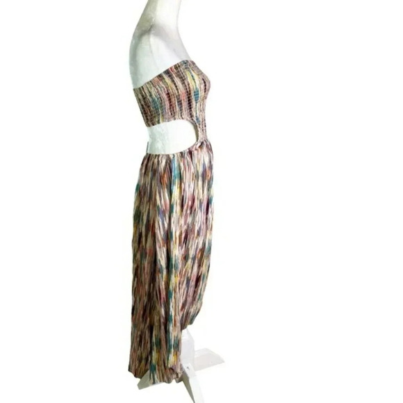 MISA Myka Ikat Strapless Cutout Smocked Cotton Blend Dress Size S NWT - Picture 7 of 13